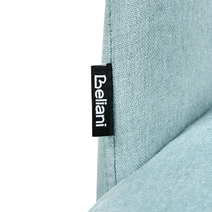 Set di 2 sedie da pranzo tessuto azzurro e metallo braccioli e schienale con apertura moderna industriale