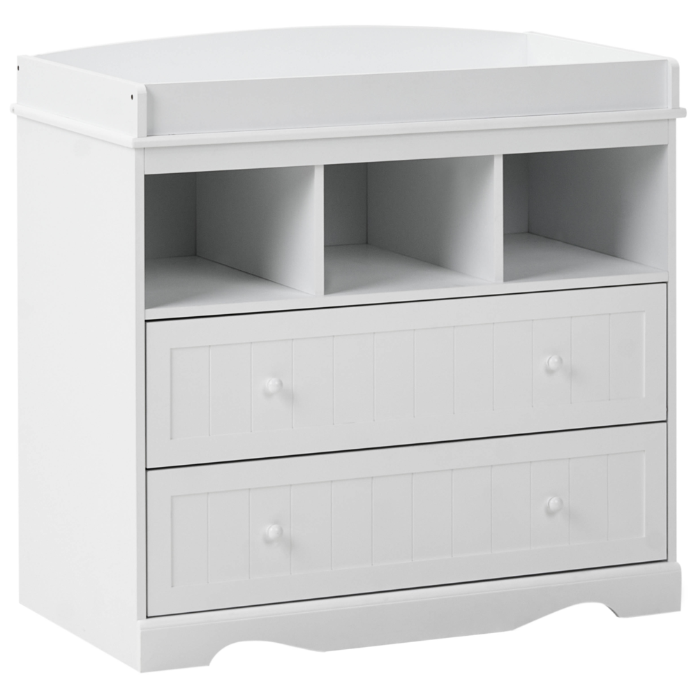 Fasciatoio con ripiani e cassetti in MDF bianco per cameretta stile moderno