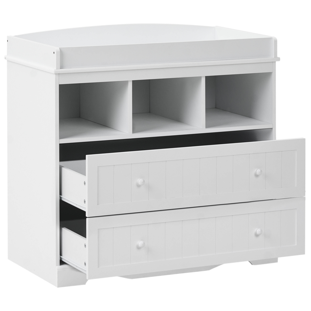 Fasciatoio con ripiani e cassetti in MDF bianco per cameretta stile moderno