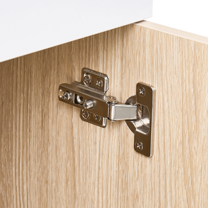 Fasciatoio con ripiani e cassetti in truciolato gambe in legno di pino contenitore per cameretta, marrone chiaro stile moderno