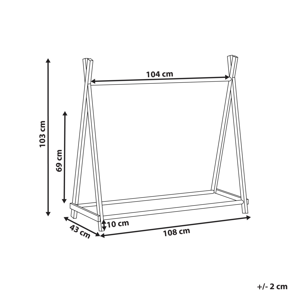 Appendiabiti per bambini in legno di pino e poliestere per cameretta bambini marrone chiaro