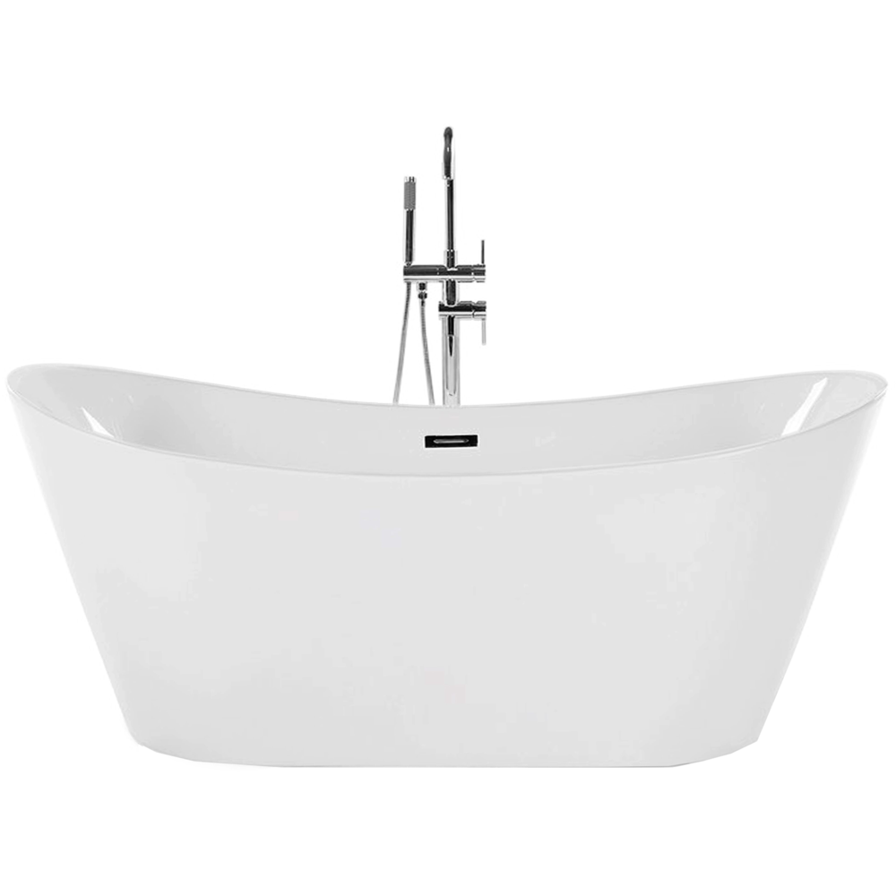 Bagno bianco con argento sanitario acrilico singolo 180 x 78 cm autoportante moderno