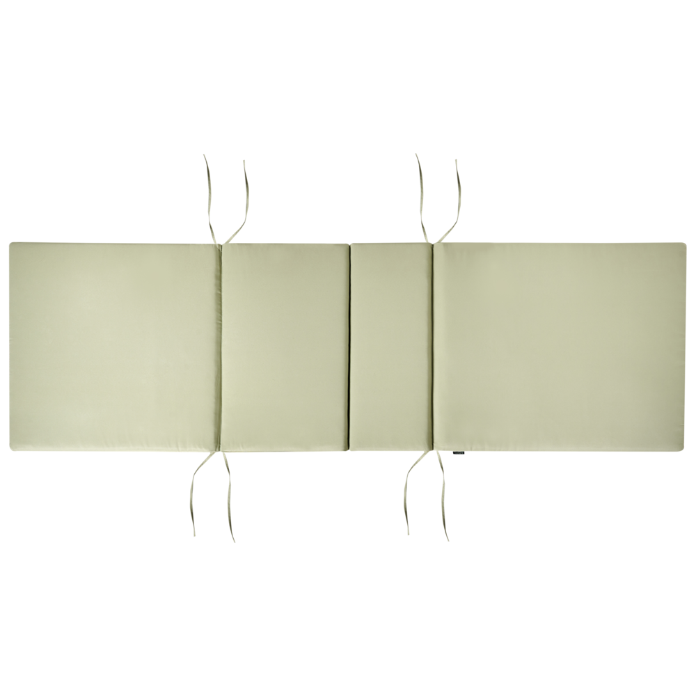 Lettino prendisole da esterno in legno di acacia scuro con cuscino verde stile rustico giardino terrazzo