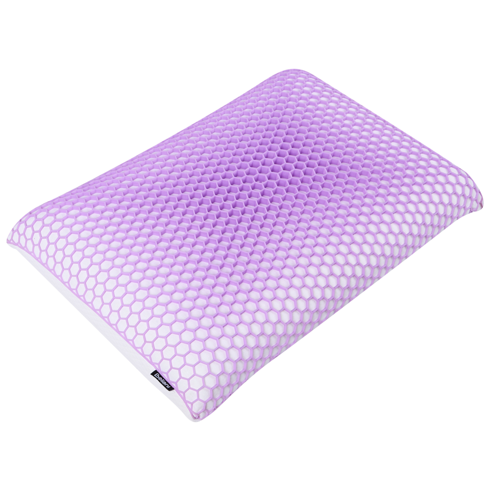 Cuscino letto in memory foam Supporto ergonomico TPE Griglia a nido d'ape rinfrescante 55 x 35 cm Viola