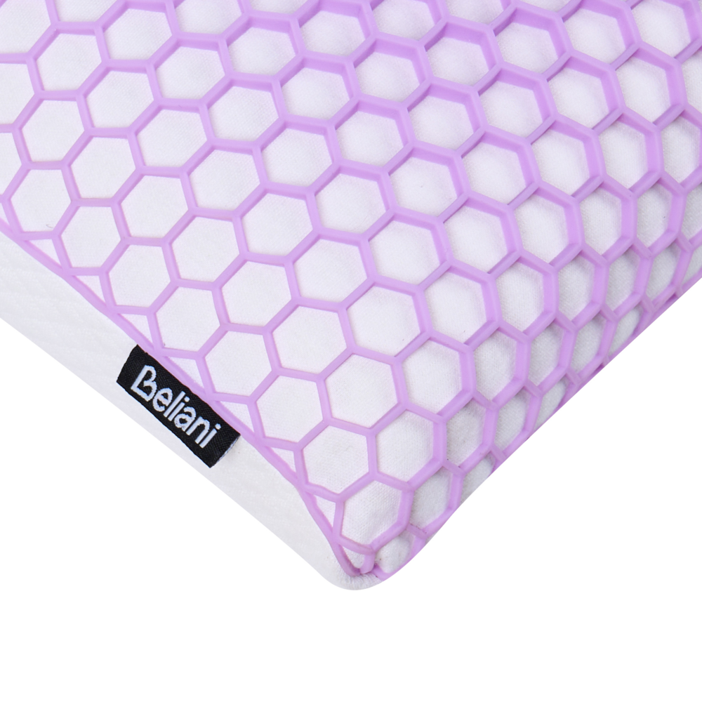 Cuscino letto in memory foam Supporto ergonomico TPE Griglia a nido d'ape rinfrescante 55 x 35 cm Viola