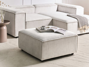 Pouf imbottito modulo poggiapiedi quadrato gambe nere in corda bianco sporco Stile moderno