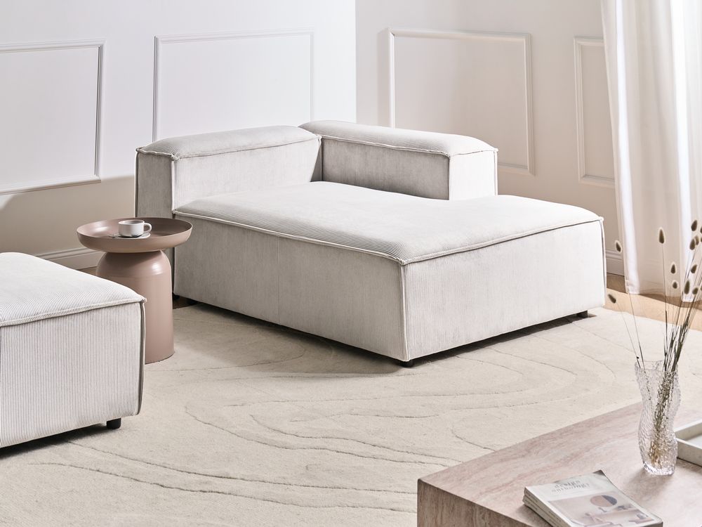Chaise longue in corda bianco sporco lato sinistro gambe nere imbottite Soggiorno moderno