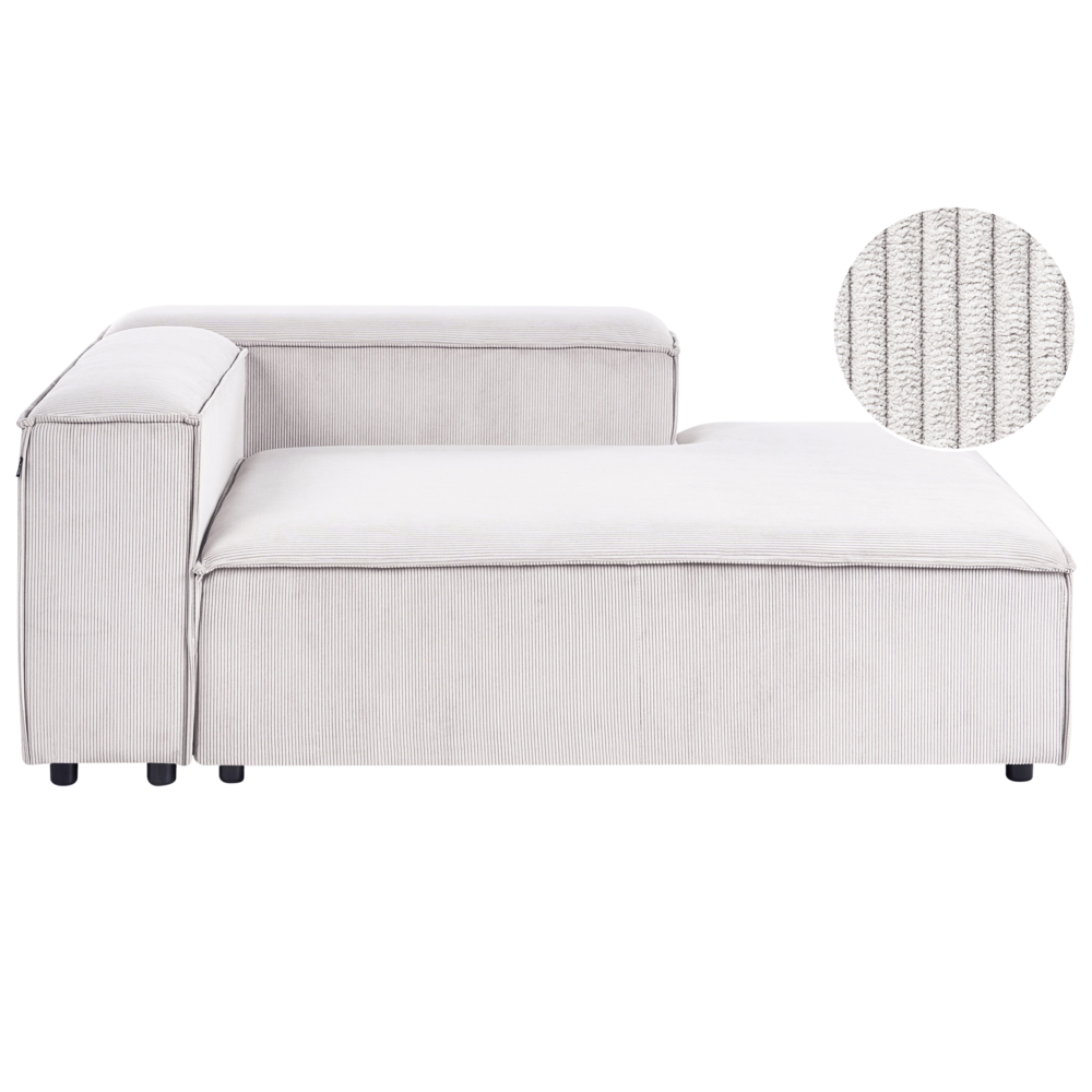 Chaise longue in corda bianco sporco lato sinistro gambe nere imbottite Soggiorno moderno