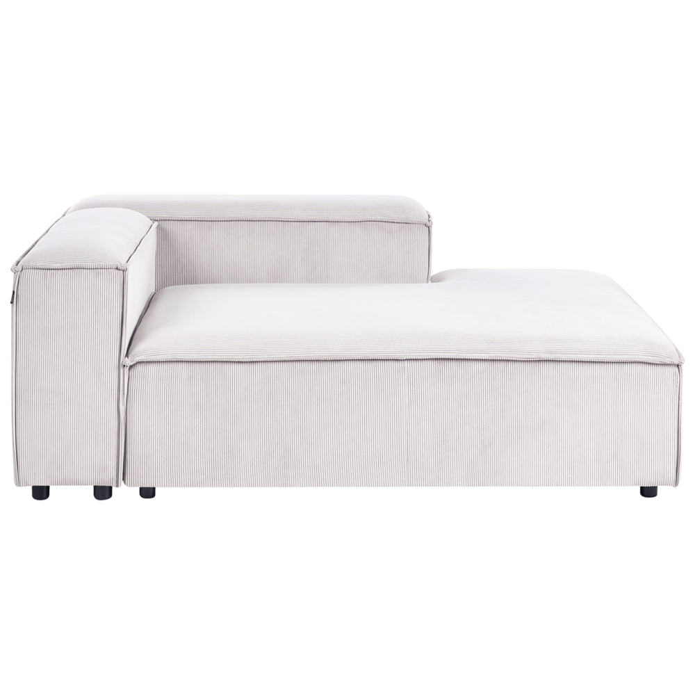 Chaise longue in corda bianco sporco lato sinistro gambe nere imbottite Soggiorno moderno