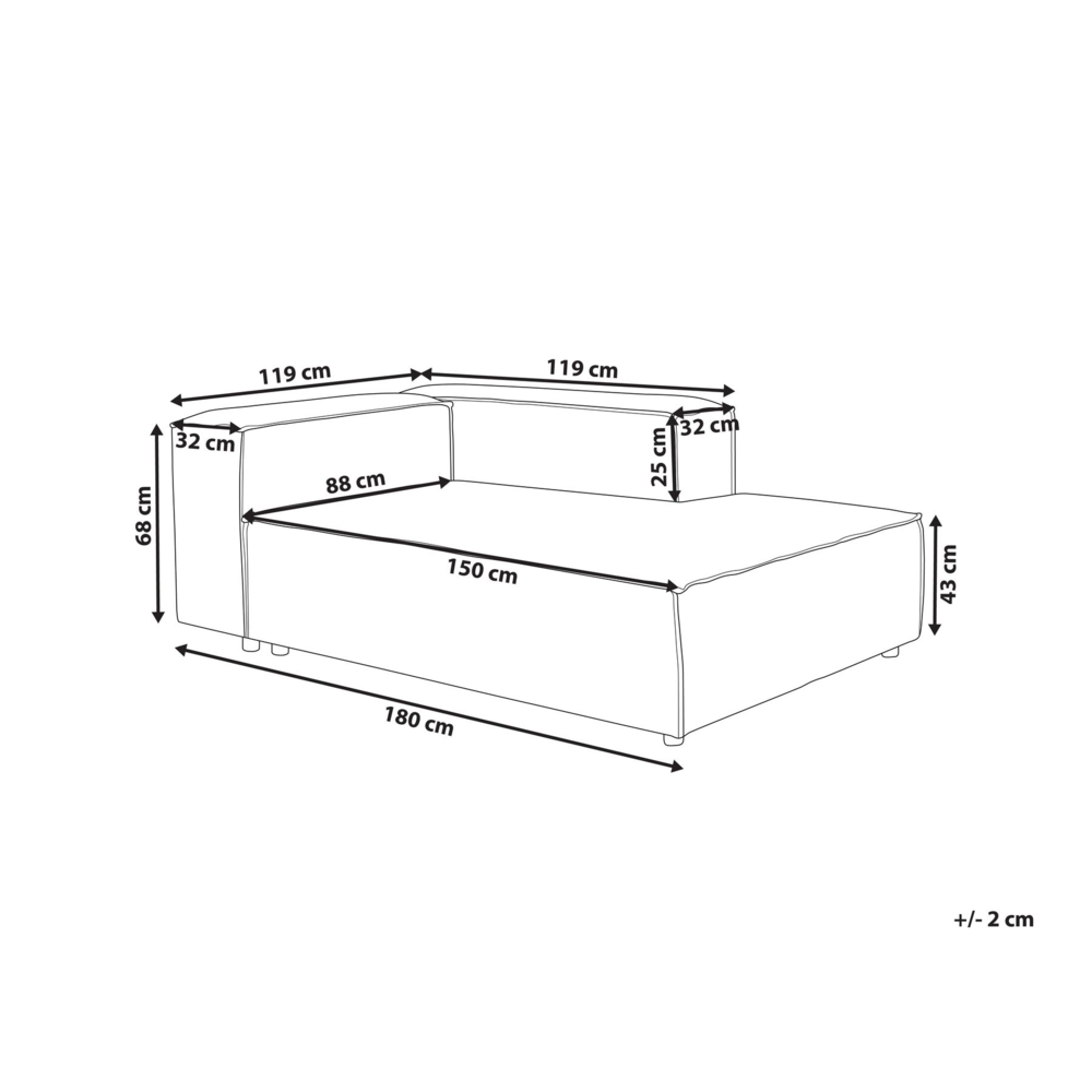 Chaise longue in corda bianco sporco lato sinistro gambe nere imbottite Soggiorno moderno