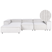 Divano componibile a 4 posti con gambe nere in velluto a coste bianco sporco lato destro Soggiorno moderno