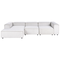 Divano componibile a 4 posti con gambe nere in velluto a coste bianco sporco lato destro Soggiorno moderno