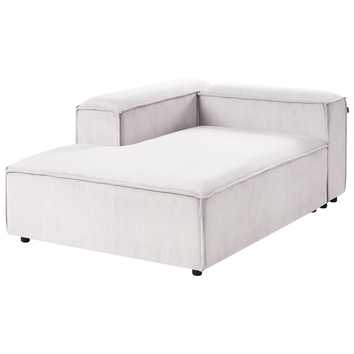 Divano componibile a 4 posti con gambe nere in velluto a coste bianco sporco lato destro Soggiorno moderno