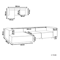Divano componibile a 4 posti con gambe nere in velluto a coste bianco sporco lato destro Soggiorno moderno