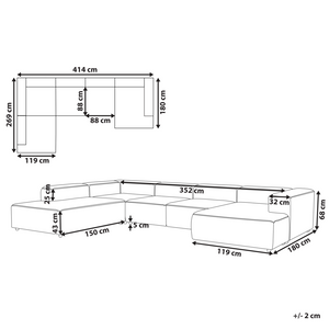 Divano modulare a 5 posti Rivestimento in velluto a coste bianco sporco lato destro Soggiorno moderno