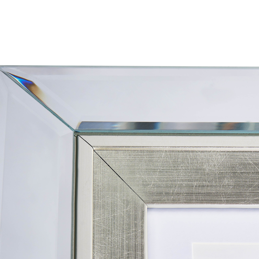 Cornice Multifoto Argento Vetro Specchiato 50 x 50 cm per 6 Foto 10 x 15 cm Collage Apertura