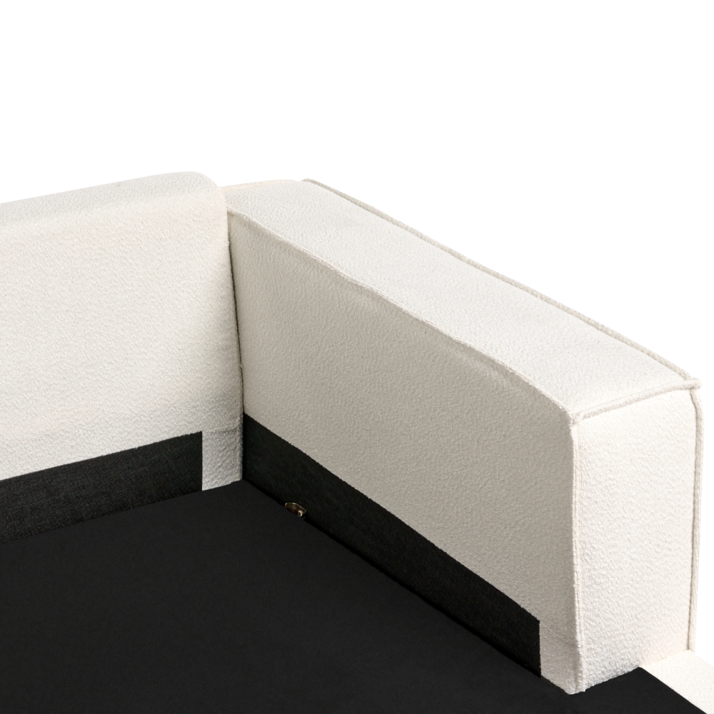 Divano angolare a sinistra in bouclé con schienale imbottito in poliestere e cuscini Beige chiaro stile moderno