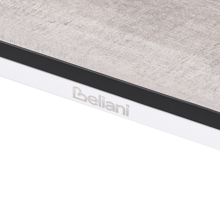 Tavolo da pranzo da giardino Piano in HPL grigio chiaro Telaio in alluminio bianco Resistente ai raggi UV all'acqua e alla ruggine Stile moderno del patio esterno