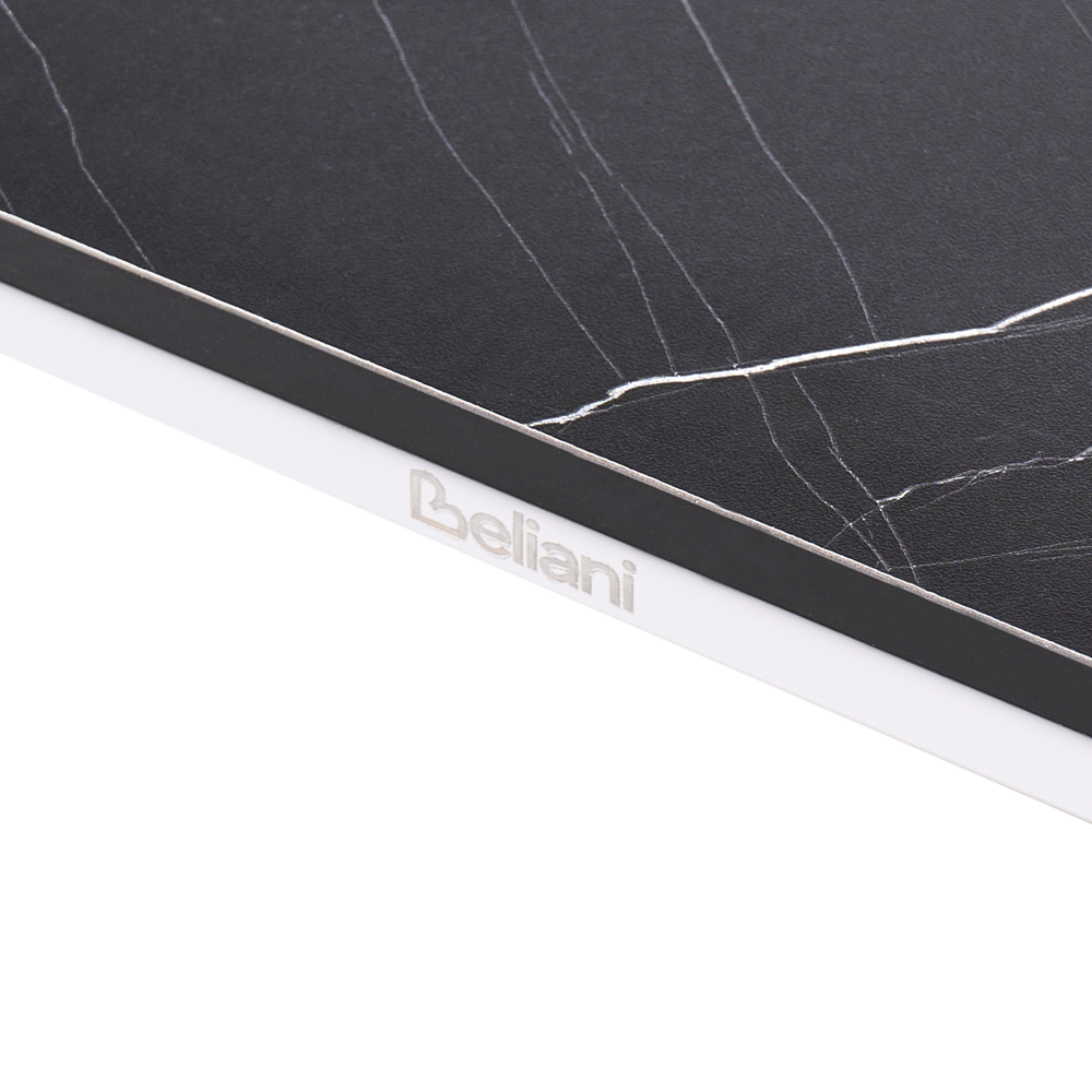 Tavolo da pranzo da giardino Piano in HPL marmo nero Telaio in alluminio bianco Resistente ai raggi UV all'acqua e alla ruggine Stile moderno del patio esterno