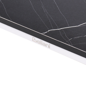 Tavolo da pranzo da giardino Piano in HPL marmo nero Telaio in alluminio bianco Resistente ai raggi UV all'acqua e alla ruggine Stile moderno del patio esterno