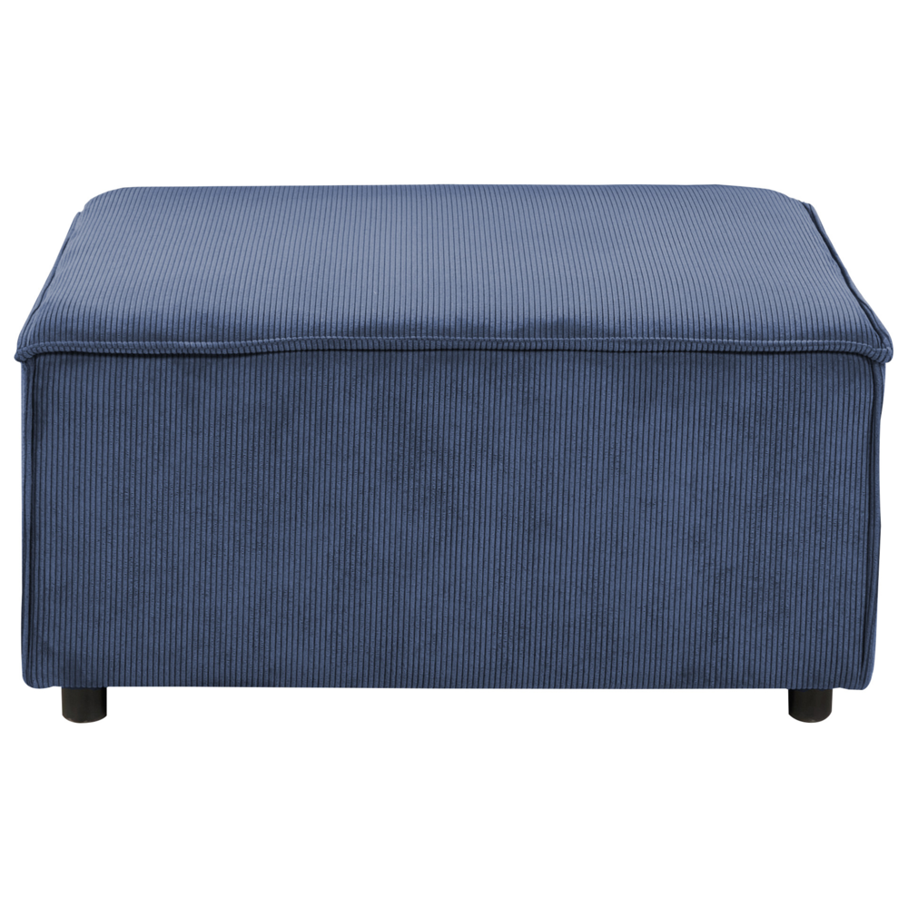 Ottomana imbottita in velluto a coste Blu scuro gambe nere Stile moderno