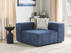 Modulo angolare 1 posto in velluto a coste blu scuro lato destro Soggiorno moderno