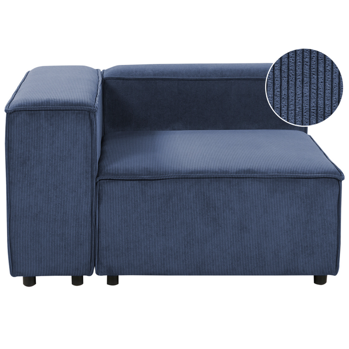 Modulo angolare 1 posto in velluto a coste blu scuro lato destro Soggiorno moderno