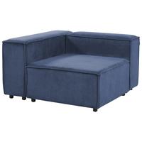 Modulo angolare 1 posto in velluto a coste blu scuro lato destro Soggiorno moderno