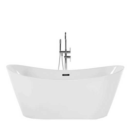 Bagno bianco con argento sanitario acrilico singolo 150 x 75 cm autoportante moderno