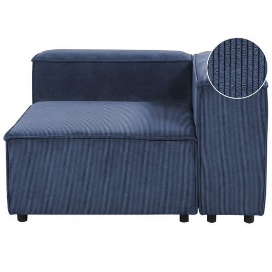 Modulo angolare 1 posto in velluto a coste blu scuro lato sinistro Soggiorno moderno