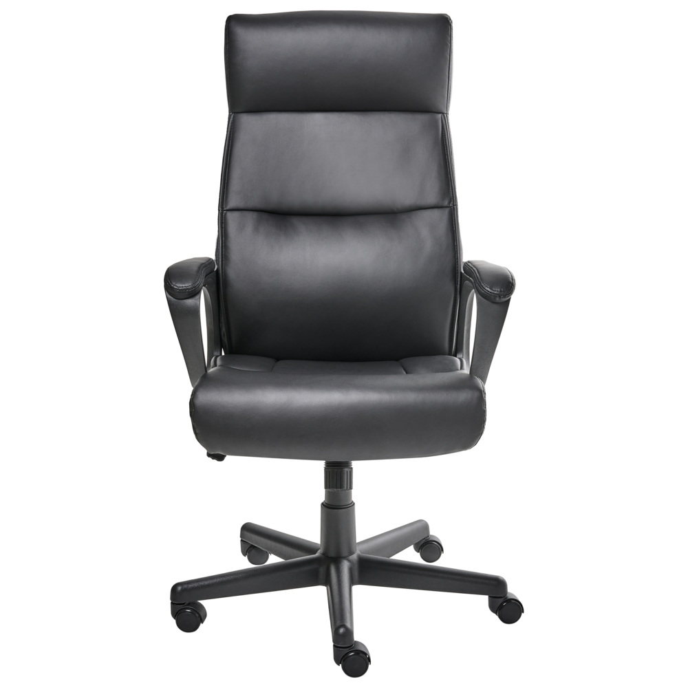 Sedia da ufficio retrò in similpelle nero altezza regolabile con braccioli elegante