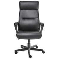 Sedia da ufficio retrò in similpelle nero altezza regolabile con braccioli elegante