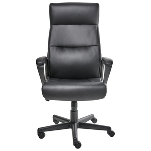 Sedia da ufficio retrò in similpelle nero altezza regolabile con braccioli elegante