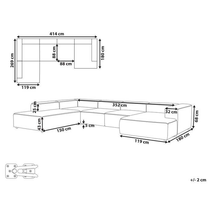 Divano componibile a 5 posti con gambe nere in velluto a coste blu scuro lato destro Soggiorno moderno