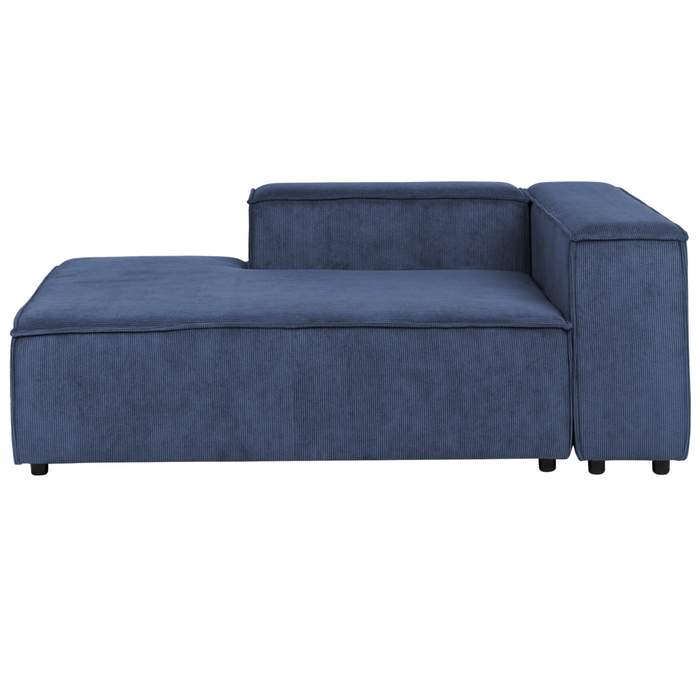 Divano componibile a 5 posti con gambe nere in velluto a coste blu scuro lato sinistro Soggiorno moderno