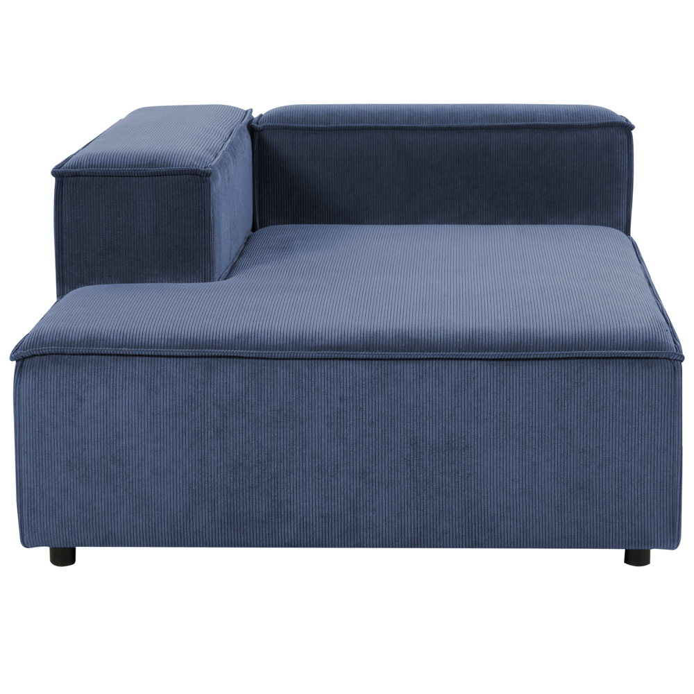 Divano componibile a 5 posti con gambe nere in velluto a coste blu scuro lato sinistro Soggiorno moderno