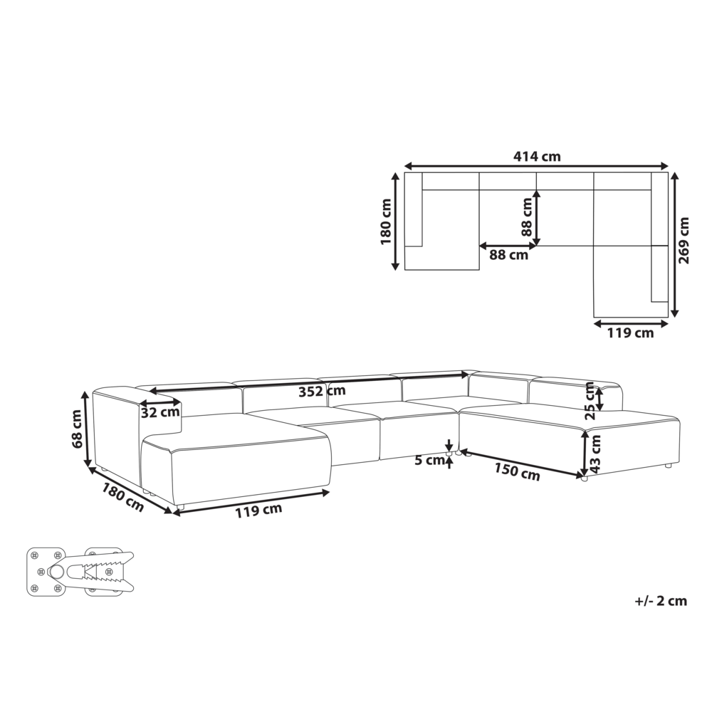Divano componibile a 5 posti con gambe nere in velluto a coste blu scuro lato sinistro Soggiorno moderno