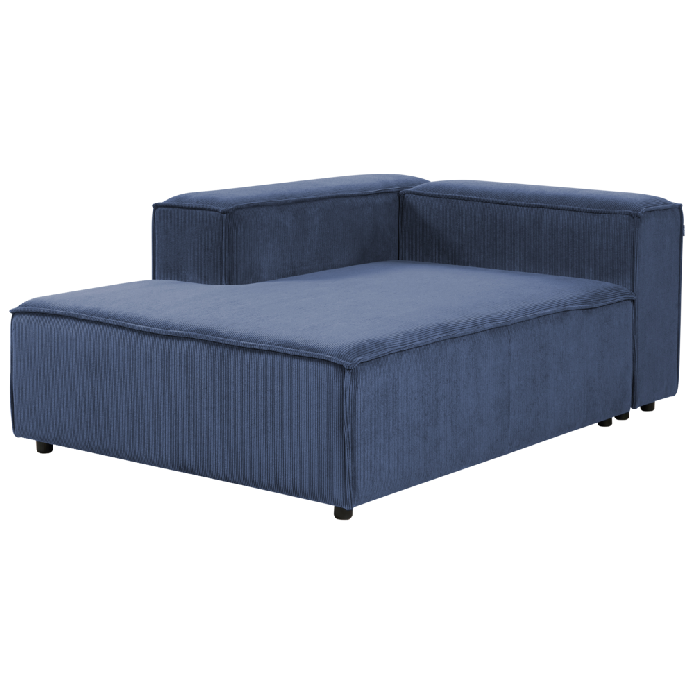 Divano componibile a 4 posti con gambe nere in velluto a coste blu scuro lato destro Soggiorno moderno
