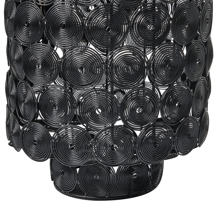 Lanterna in metallo con manico in juta portacandele nero stile marocchino