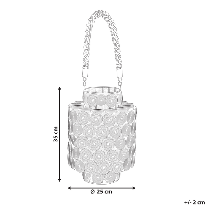 Lanterna in metallo con manico in juta portacandele nero stile marocchino
