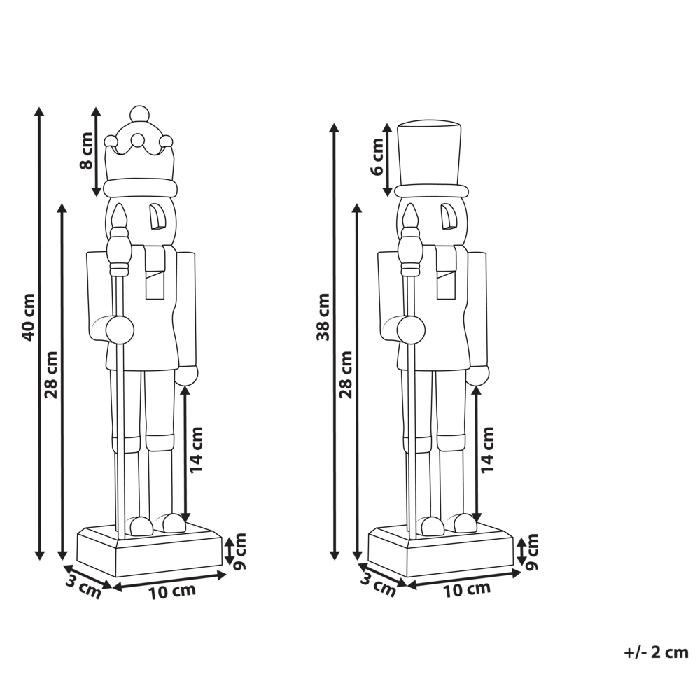 Set di 2 statuine Schiaccianoci in materiale sintetico decorazione natalizia Rosso