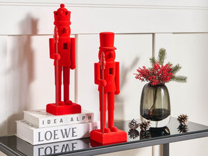 Set di 2 statuine Schiaccianoci in materiale sintetico decorazione natalizia Rosso