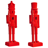 Set di 2 statuine Schiaccianoci in materiale sintetico decorazione natalizia Rosso