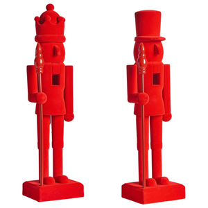 Set di 2 statuine Schiaccianoci in materiale sintetico decorazione natalizia Rosso