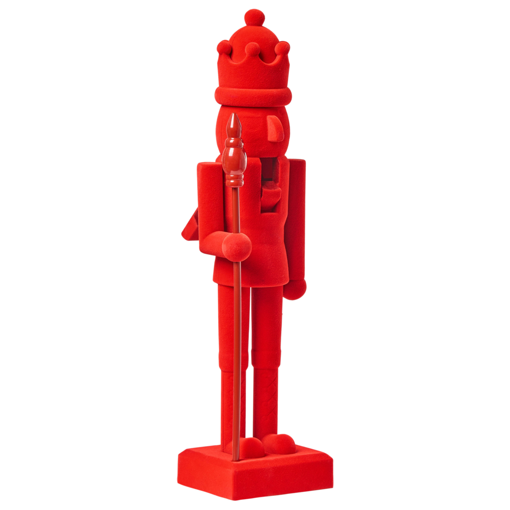 Set di 2 statuine Schiaccianoci in materiale sintetico decorazione natalizia Rosso