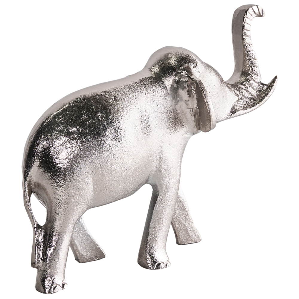 Figura decorativa Elefante animale in metallo argento per la visualizzazione di ornamento decorativo