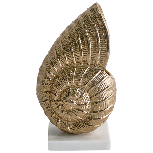 Figurina decorativa in metallo dorato a forma di conchiglia marina per la visualizzazione di ornamento decorativo