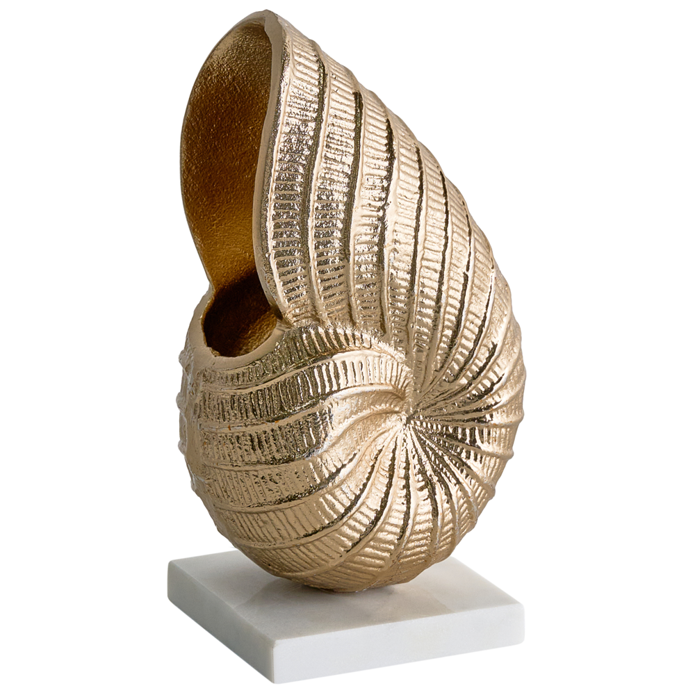 Figurina decorativa in metallo dorato a forma di conchiglia marina per la visualizzazione di ornamento decorativo
