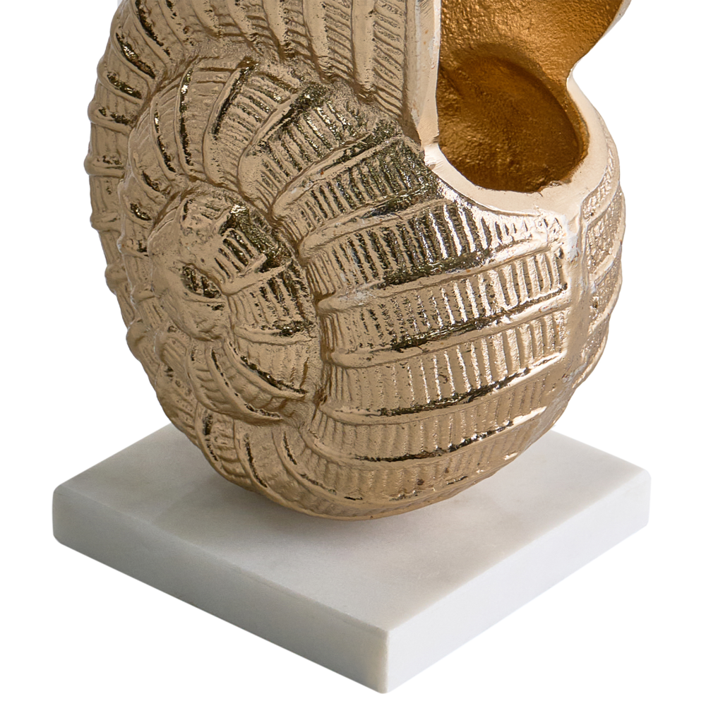 Figurina decorativa in metallo dorato a forma di conchiglia marina per la visualizzazione di ornamento decorativo