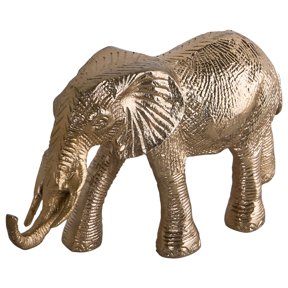 Set di 2 figurine decorative Elefante animale in metallo dorato per la visualizzazione di ornamento decorativo